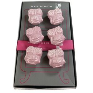Max Studio Kids Whale Drawer Pulls Set of 6 Pink Ceramic Owls Knobs Handles